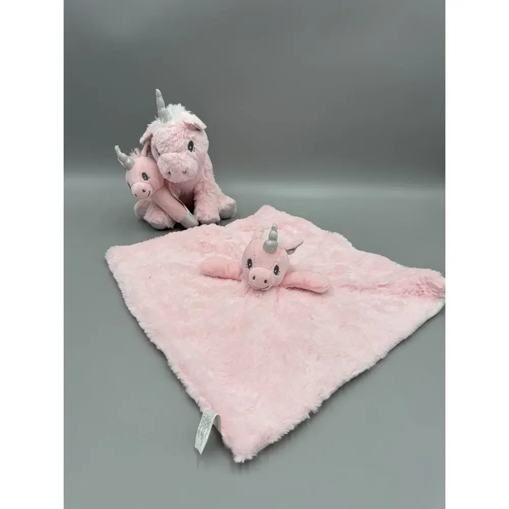 Trend Lab Pink Unicorn Plush W/ Rattle And Lovey Baby Security Blanket